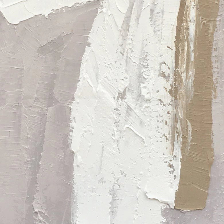 Modern Abstract Beige and White Oil Painting