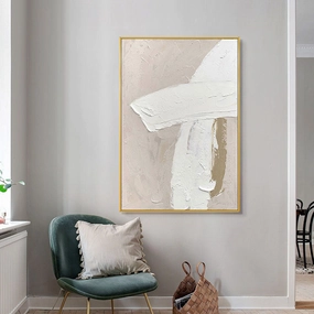 Modern Abstract Beige and White Oil Paintingnordic style wall decor