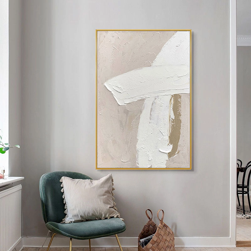 Modern Abstract Beige and White Oil Paintingnordic style wall decor