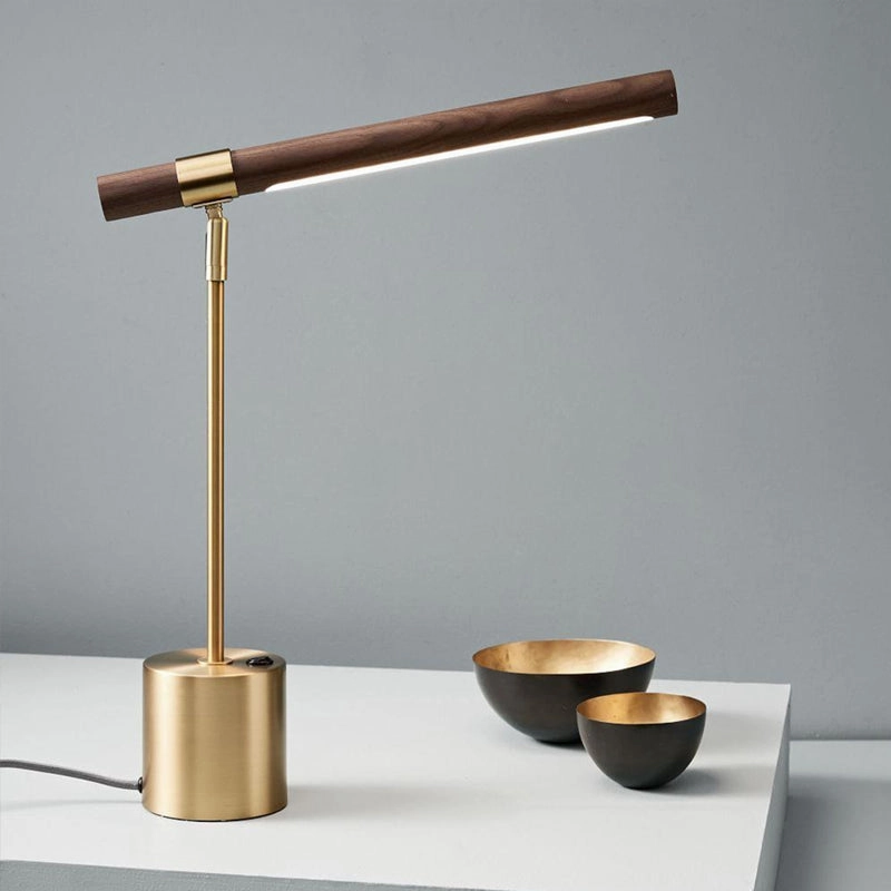 Modern Gold and Wood Desk Lamp