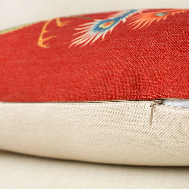 Modern Red Oriental Throw Cushion