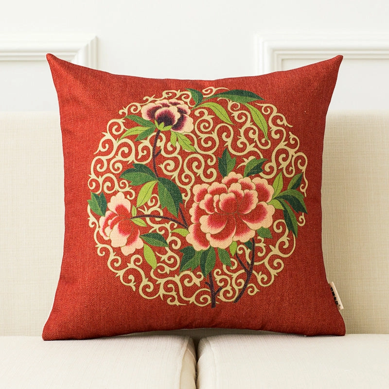 Modern Red Oriental Throw Cushion