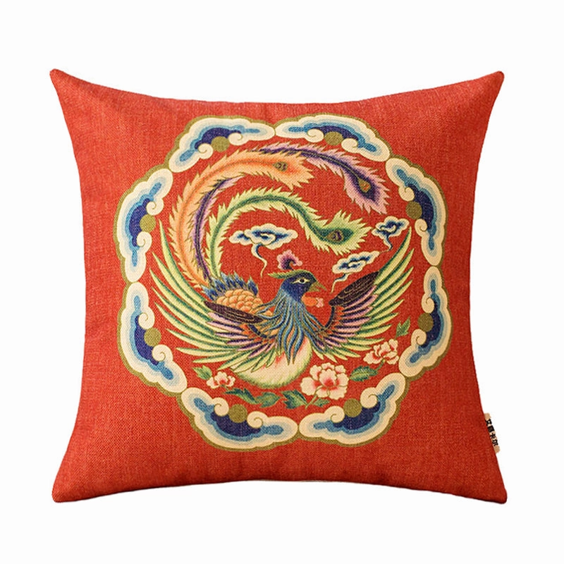 Modern Red Oriental Throw Cushion