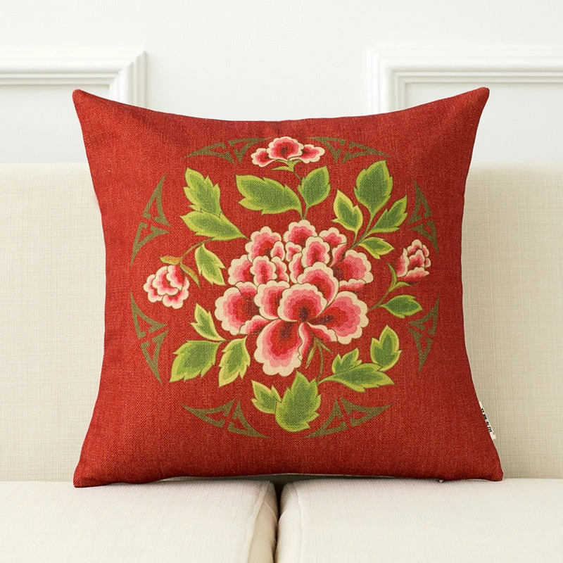 Modern Red Oriental Throw Cushion