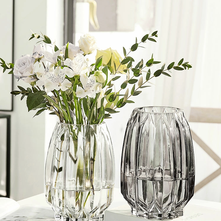 Modern Ribbed Glass Vase
