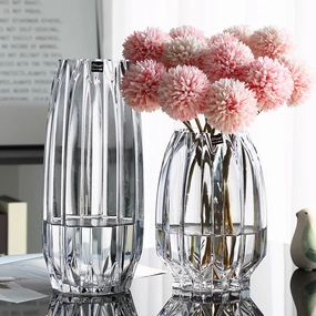 Modern Ribbed Glass Vasehome decoration ,modern home decor 
