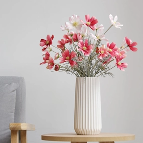 Modern Ribbed White Ceramic Vasehome decor ,wall decor 