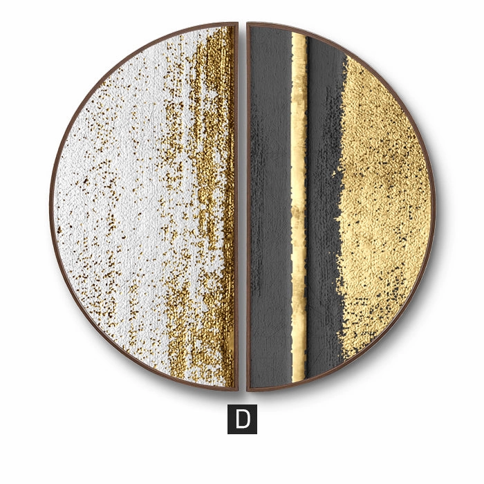 Modern Round Black and Gold Framed Wall Art