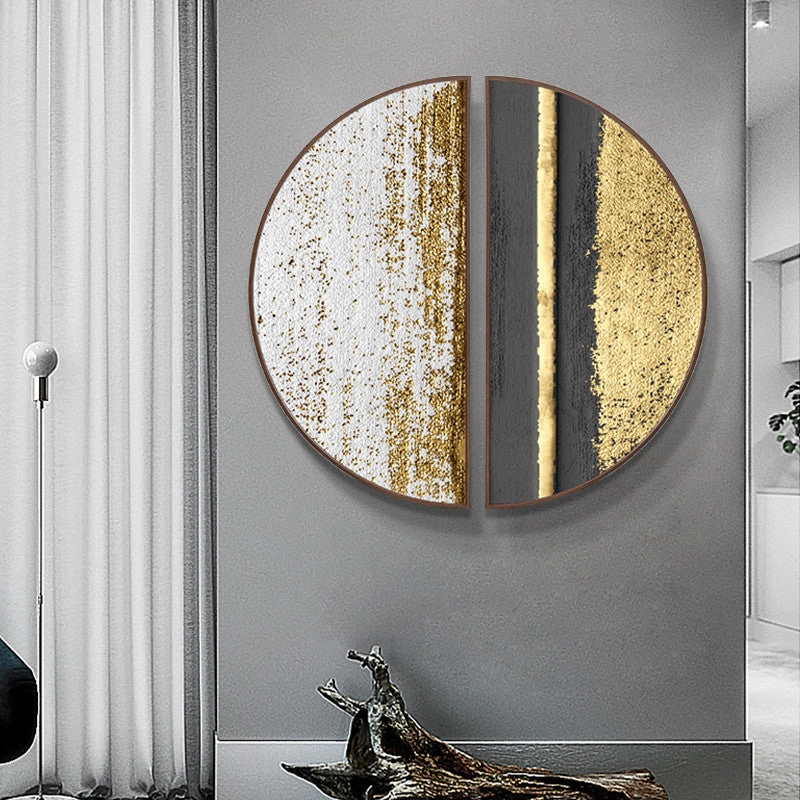 Modern Round Black and Gold Framed Wall Art