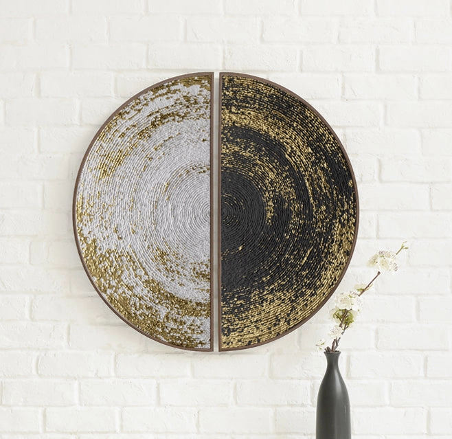 Modern Round Black and Gold Framed Wall Art