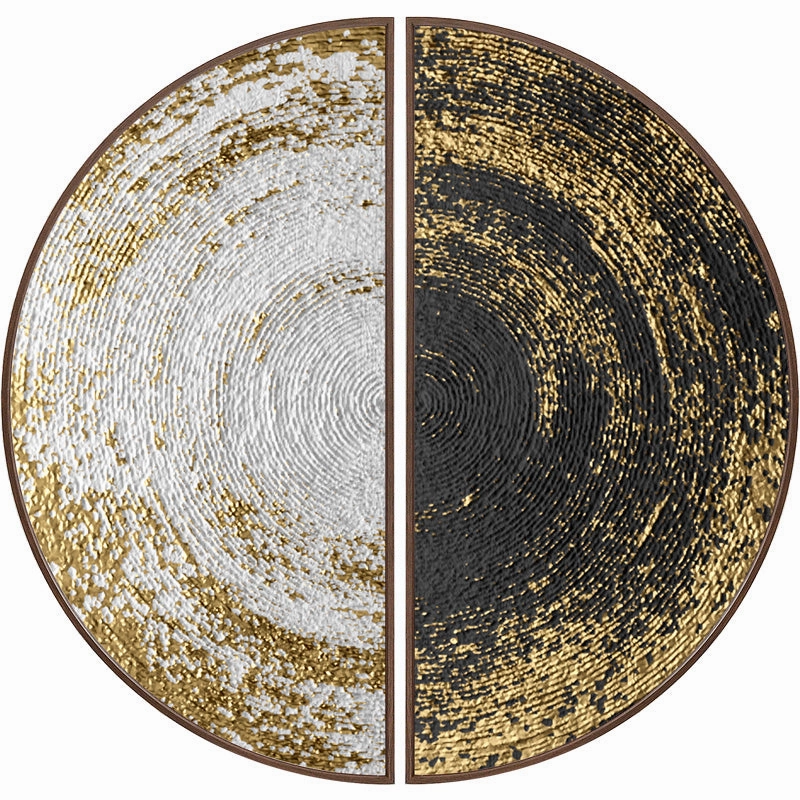 Modern Round Black and Gold Framed Wall Art