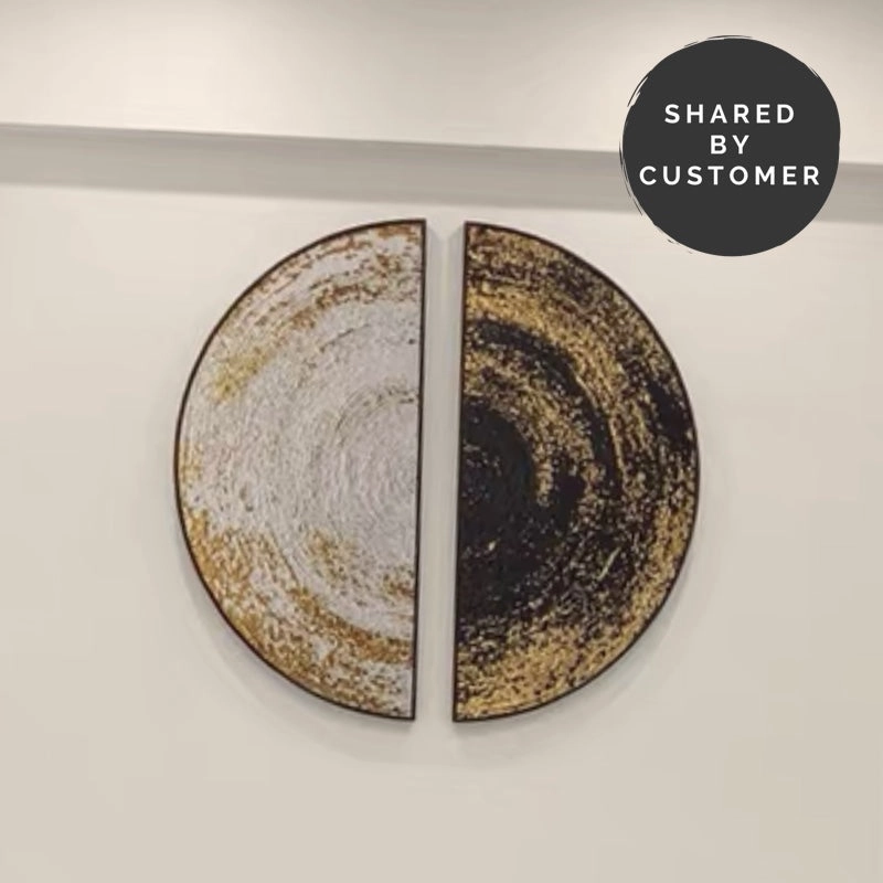 Modern Round Black and Gold Framed Wall Art
