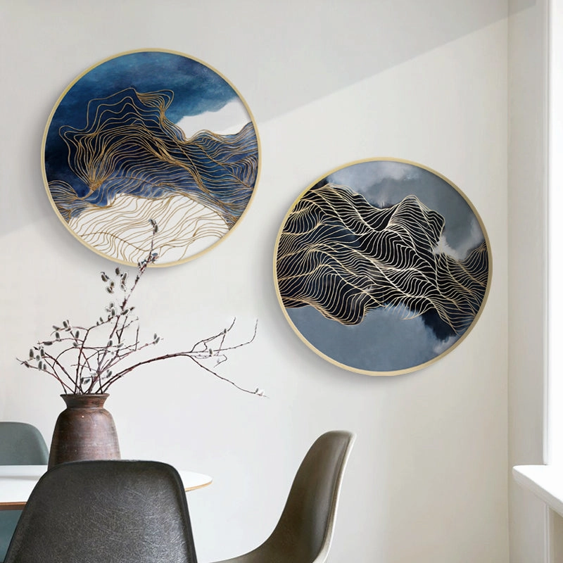 Modern Round Oriental Wall Art With Wood Framenordic style wall decor