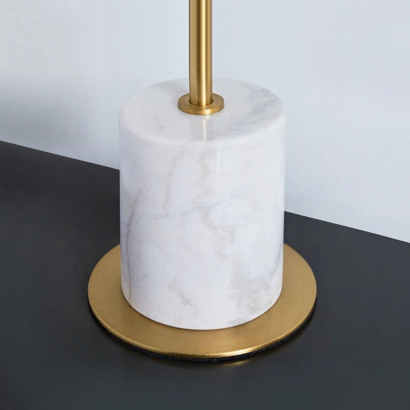 Modern White Marble Table Lamp With Gold Trim