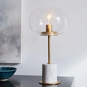 Modern White Marble Table Lamp With Gold Trimtable lamp,smart table lamp
