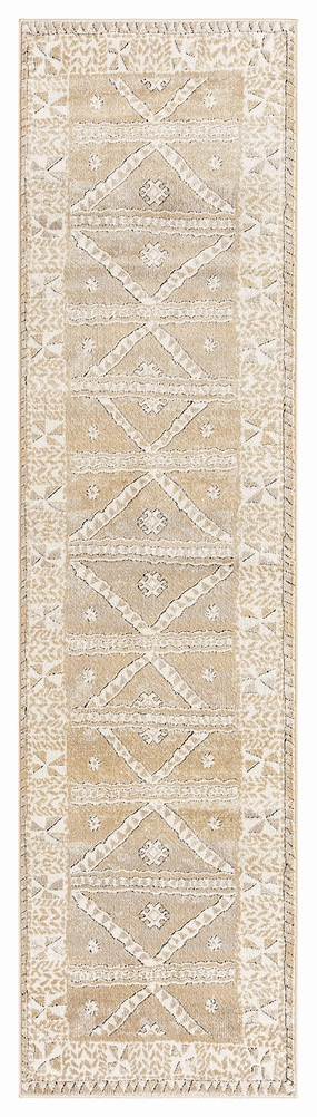 Moema Beige And Grey Transitional Tribal Runner Rug *NO RETURNS UNLESS FAULTYmodern color block patchwork rug
