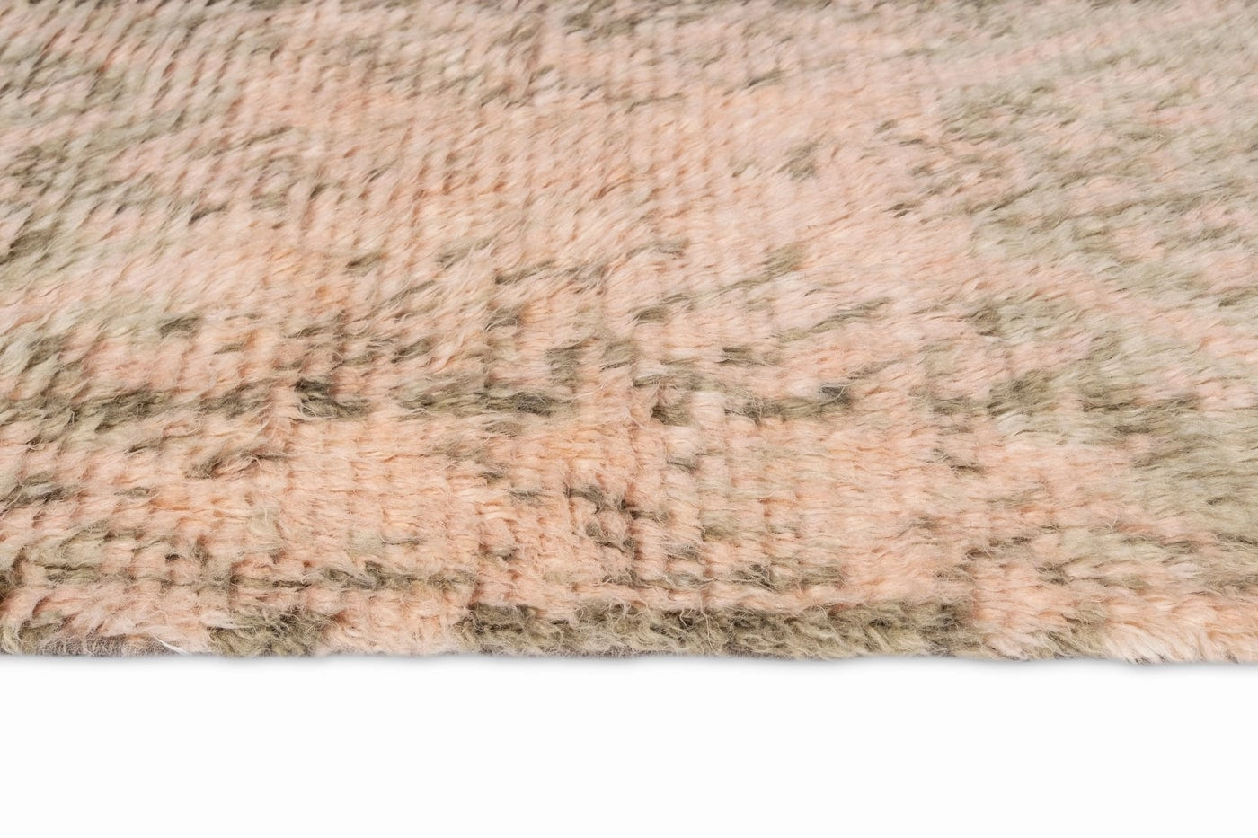 Monika Peach and Green Abstract Diamond Wool Runner Rug