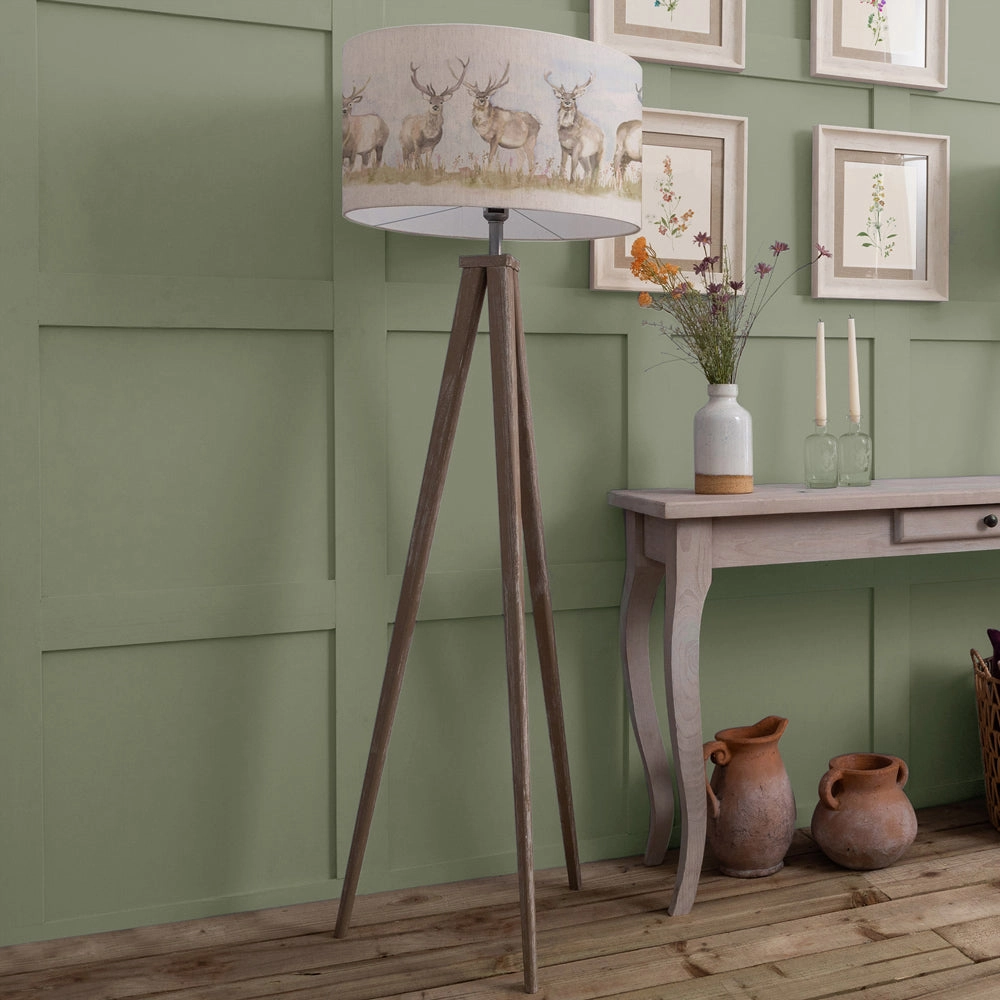 Moorland Stag Eva & Aratus Complete Floor Lamp Grey/Linenhome decor ,wall decor 