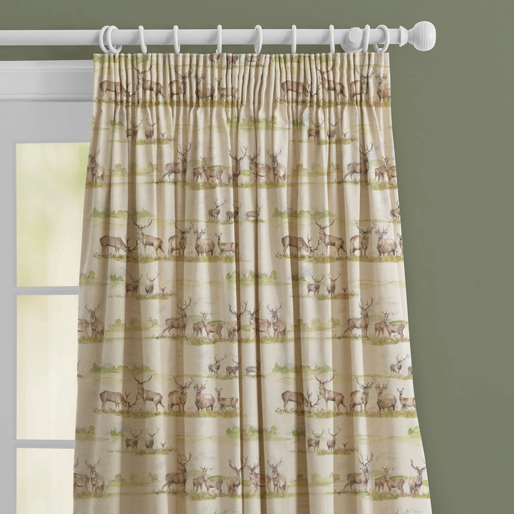 Moorland Stag Printed Made to Measure Curtains Linen