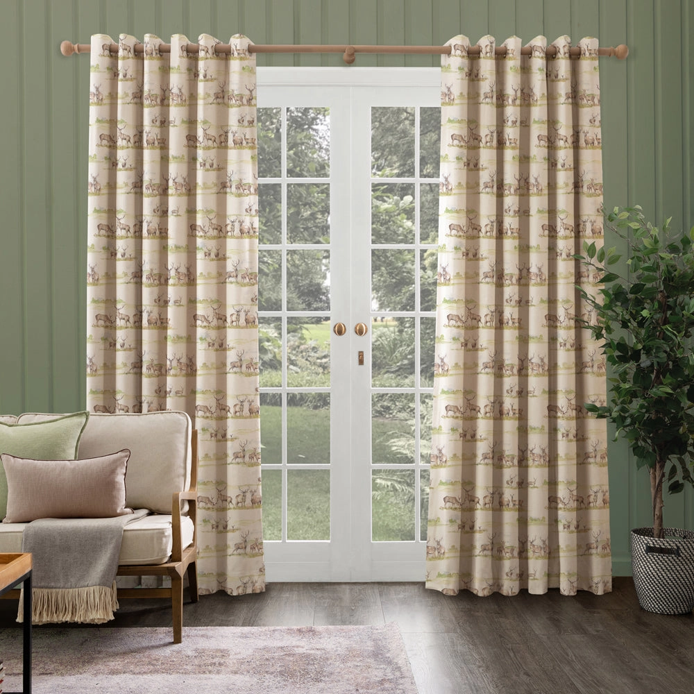 Moorland Stag Printed Made to Measure Curtains Linen