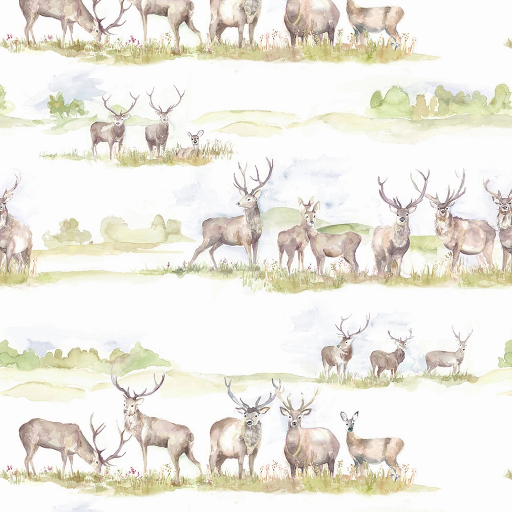 Moorland Stag Printed Made to Measure Curtains Linen