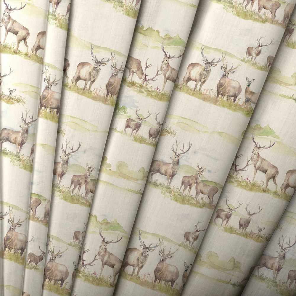 Moorland Stag Printed Made to Measure Curtains Linen