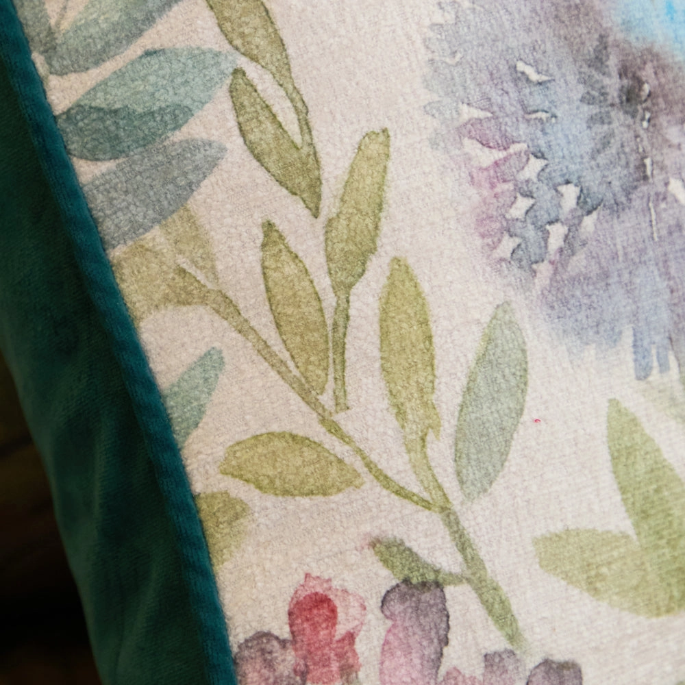 Morning Chorus Printed Square Cushion Cream