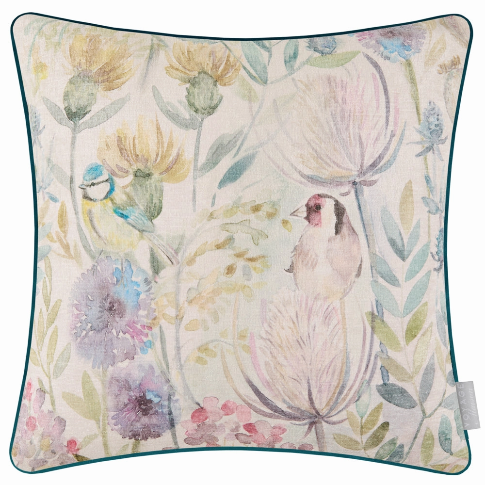Morning Chorus Printed Square Cushion Cream