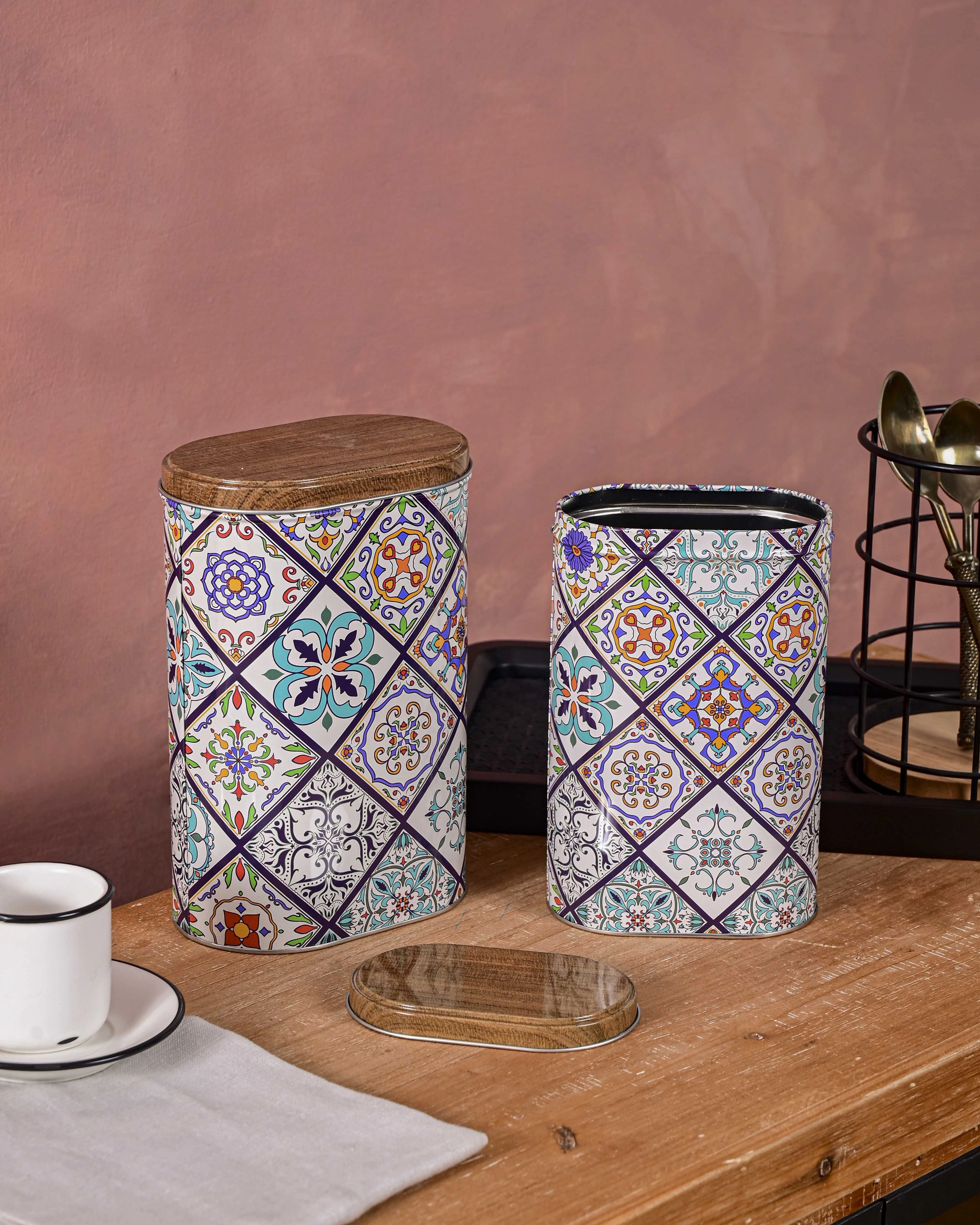 Moroccan Patterned Storage Canister - Set Of 2modern kitchen decor ,kitchen dinner set ,dinnerware 
