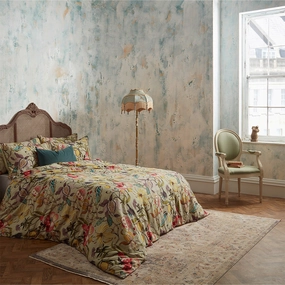 Morton Floral Printed Cotton Sateen Piped Duvet Cover Set Chintzbedding sets ,throw blankets 