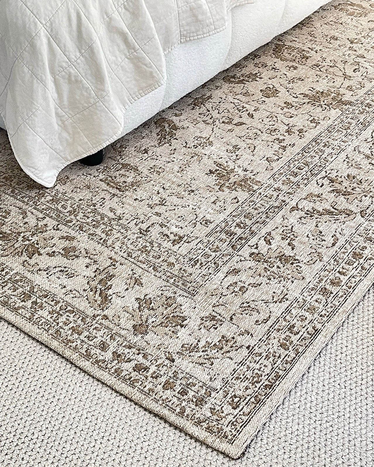 Moselle Beige and Brown Floral Distressed Rug