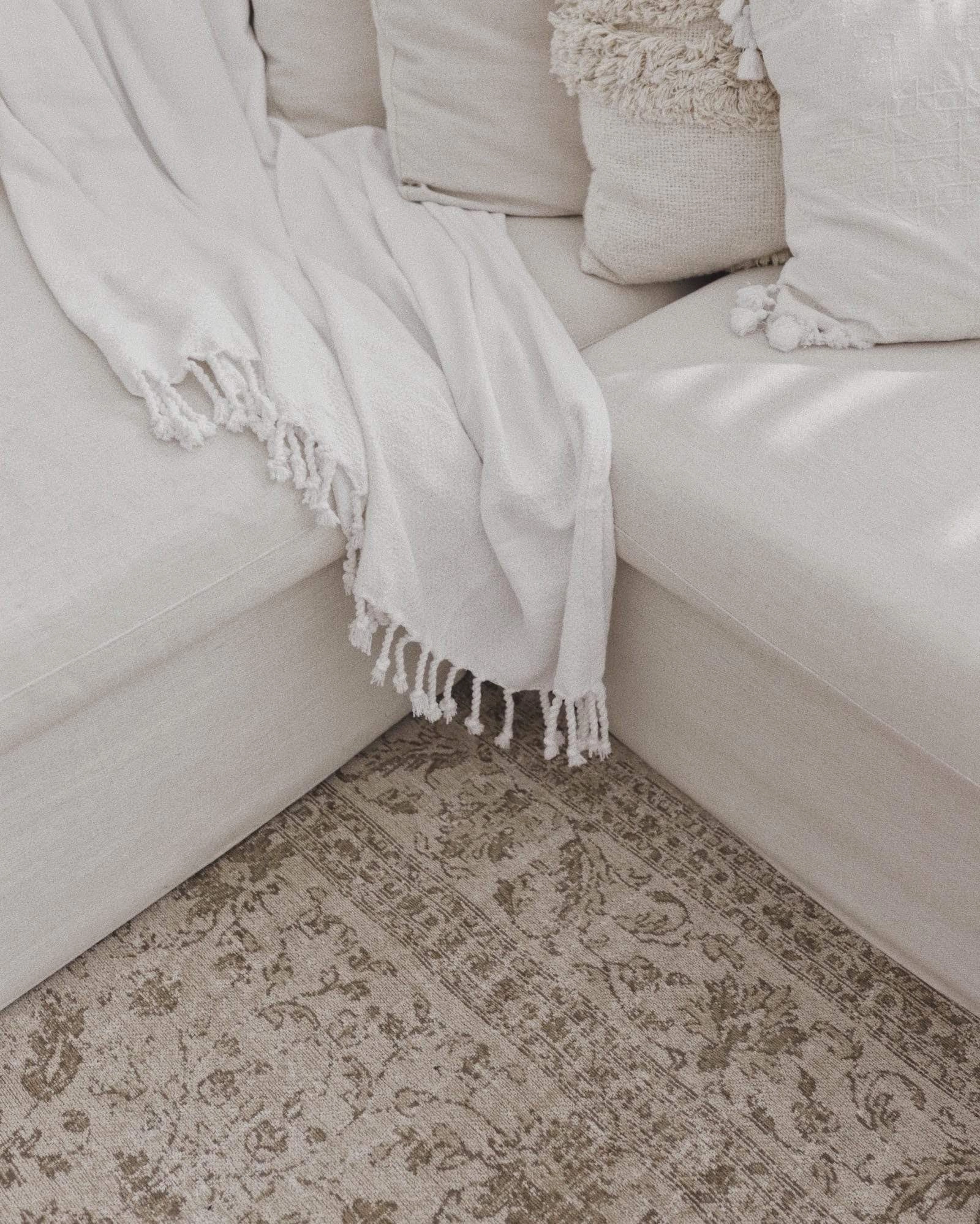 Moselle Beige and Brown Floral Distressed Rug