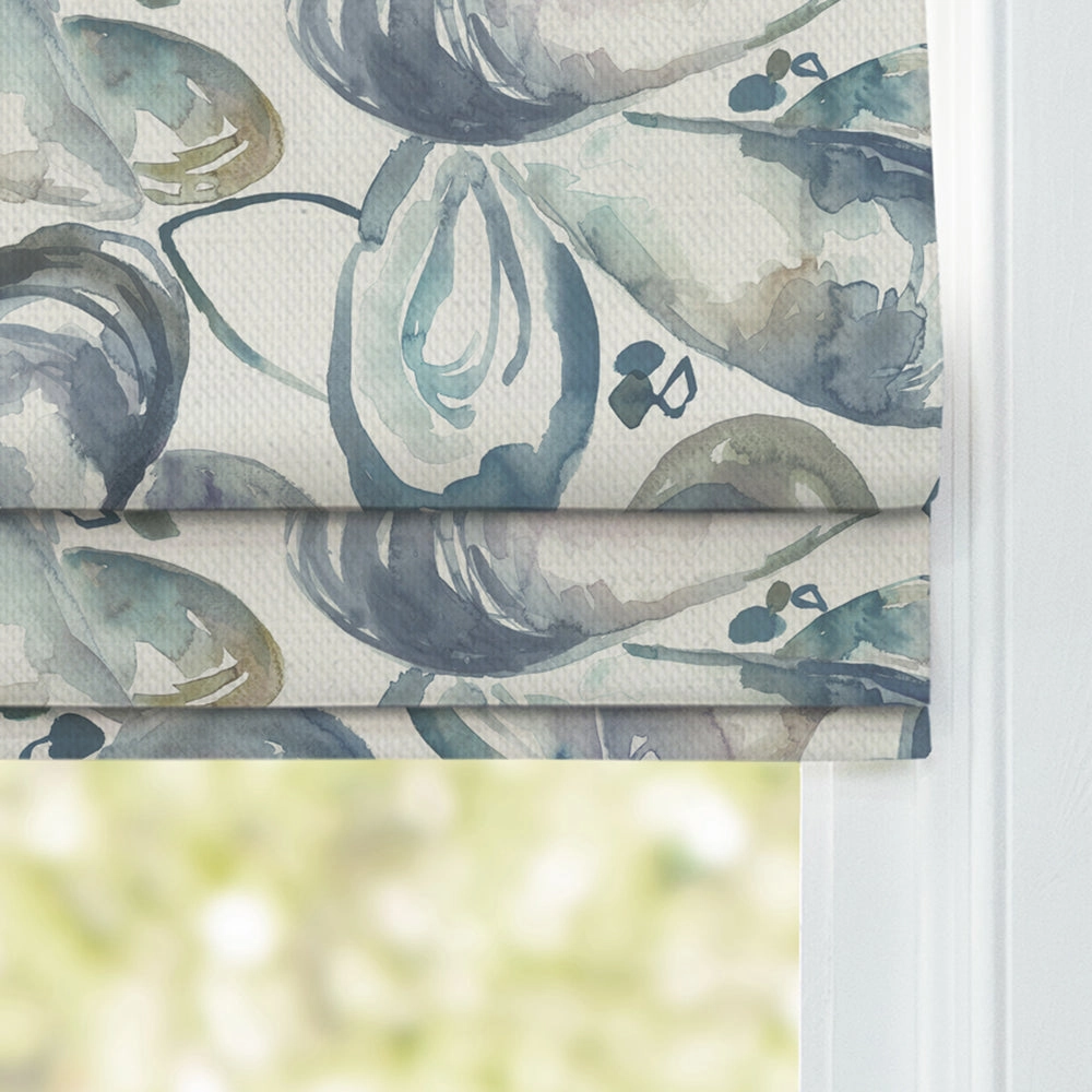 Mussel Shells Printed Cotton Made to Measure Roman Blinds Slate