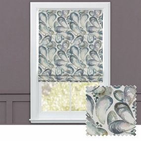 Mussel Shells Printed Cotton Made to Measure Roman Blinds Slatebedding sets ,throw blankets 