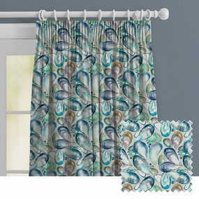 Mussel Shells Printed Made to Measure Curtains Marinebedding sets ,throw blankets 