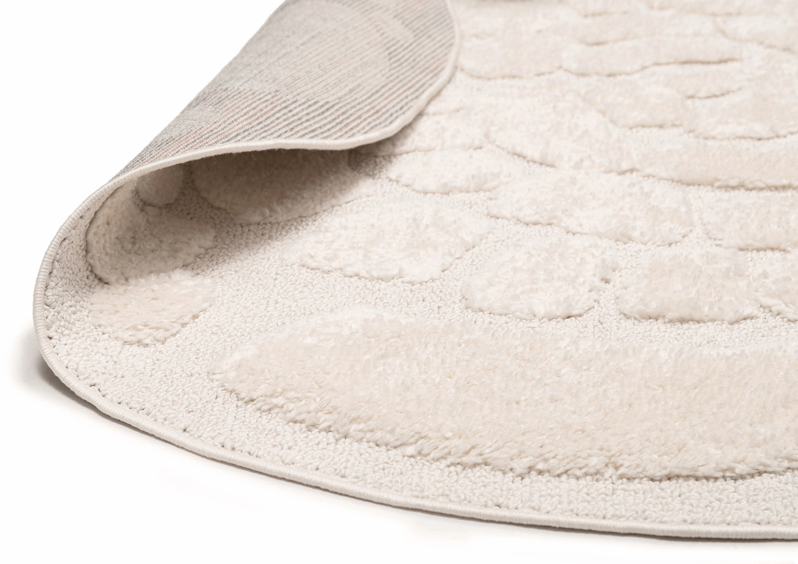 Nadja Ivory Cream Abstract Textured Round Rug