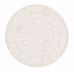 Nadja Ivory Cream Abstract Textured Round Rugmodern color block patchwork rug