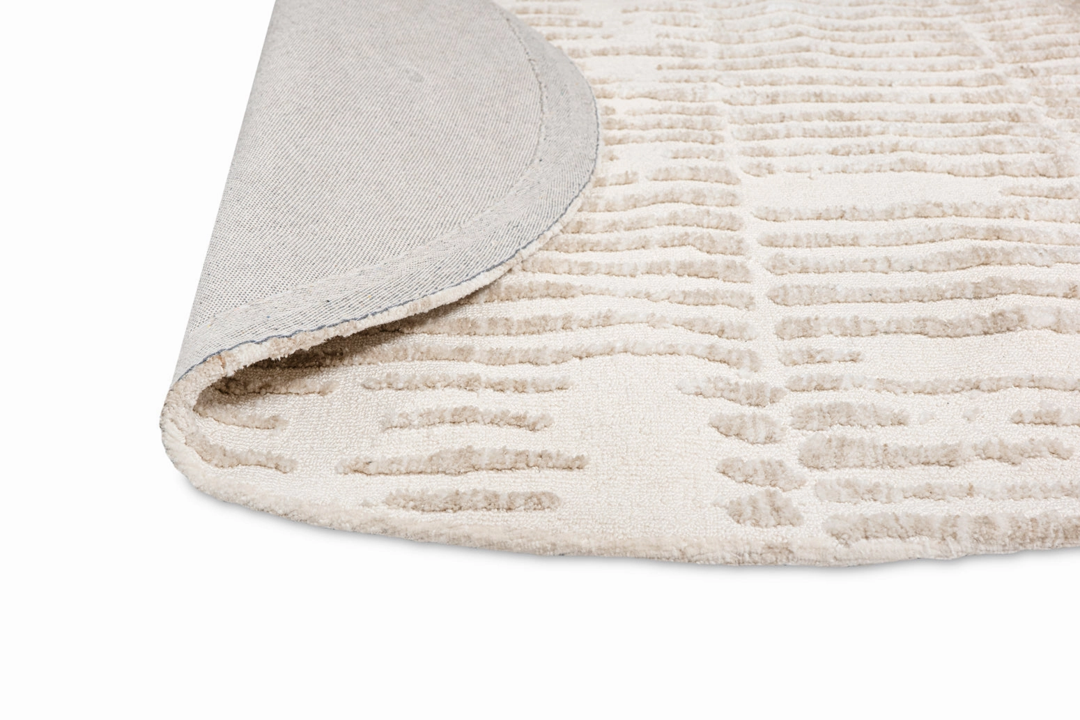 Nahba Ivory And Cream Textured Tribal Round Rug