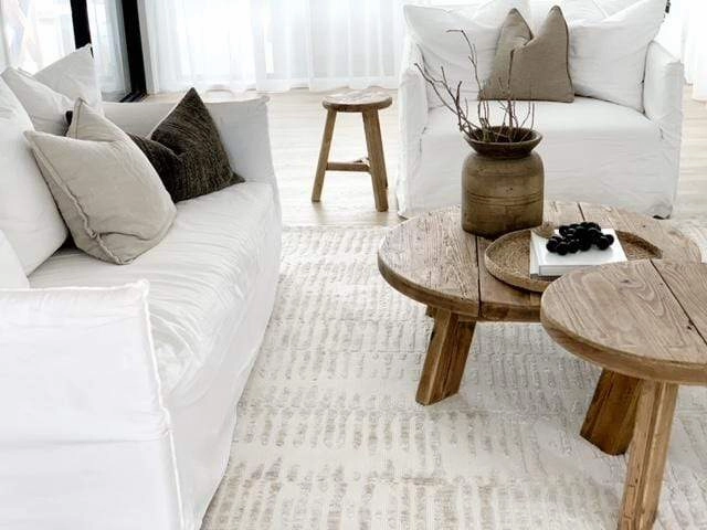 Nahba Ivory And Cream Textured Tribal Rug