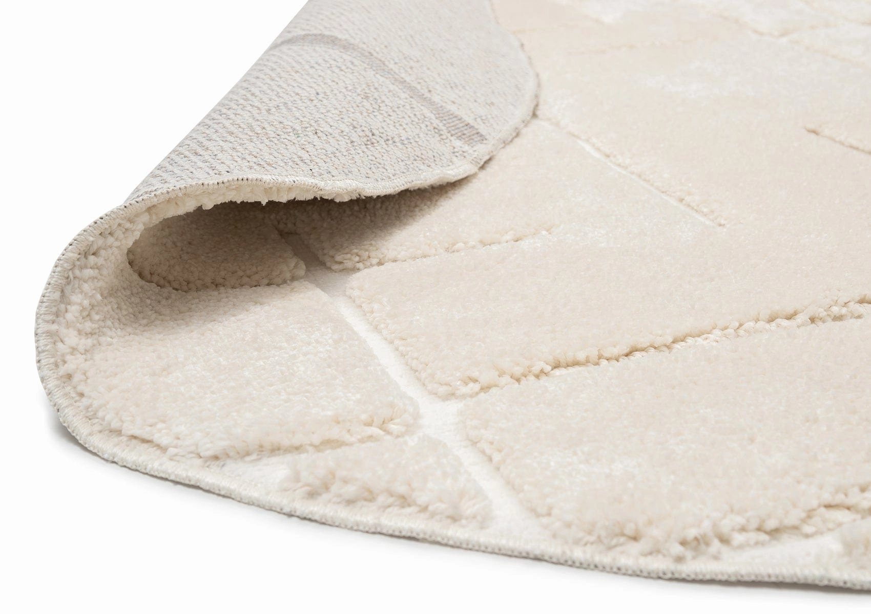 Nalu Ivory Geometric Round Rug