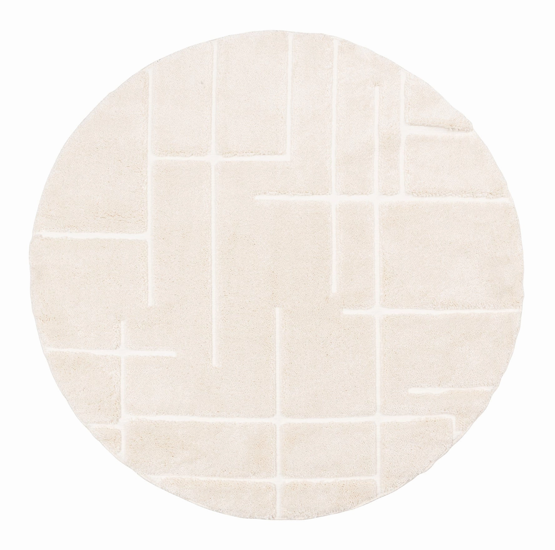 Nalu Ivory Geometric Round Rugmodern color block patchwork rug