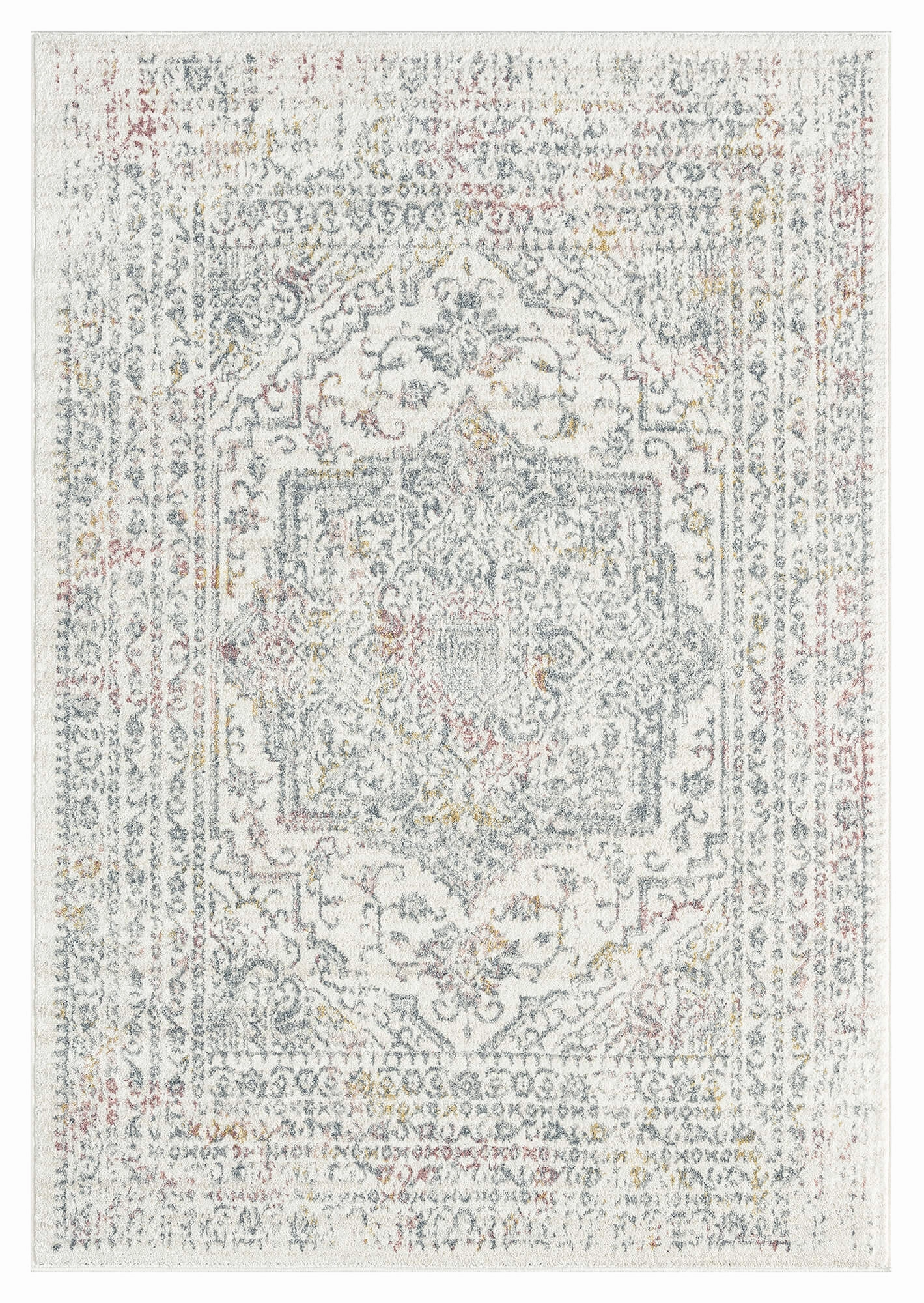 Nasya Pink Yellow and Grey Traditional Medallion Rug *NO RETURNS UNLESS FAULTYmodern color block patchwork rug