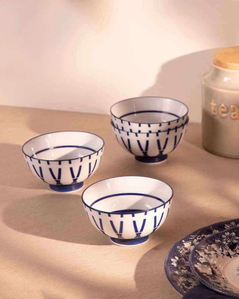 Navy Geo Bowl - Set of 4