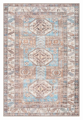 Nazri Orange and Blue Traditional Distressed Washable Rug *NO RETURNS UNLESS FAULTYmodern color block patchwork rug