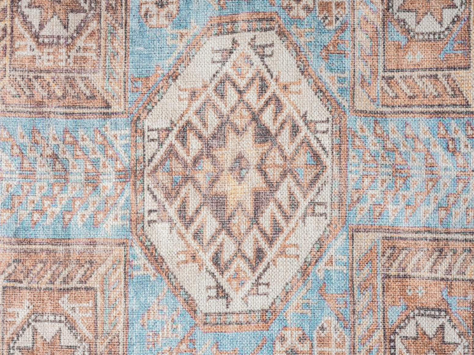 Nazri Orange and Blue Traditional Distressed Washable Rug *NO RETURNS UNLESS FAULTY