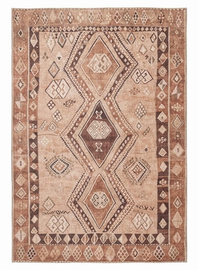 Necha Beige and Brown Tribal Washable Rugmodern color block patchwork rug