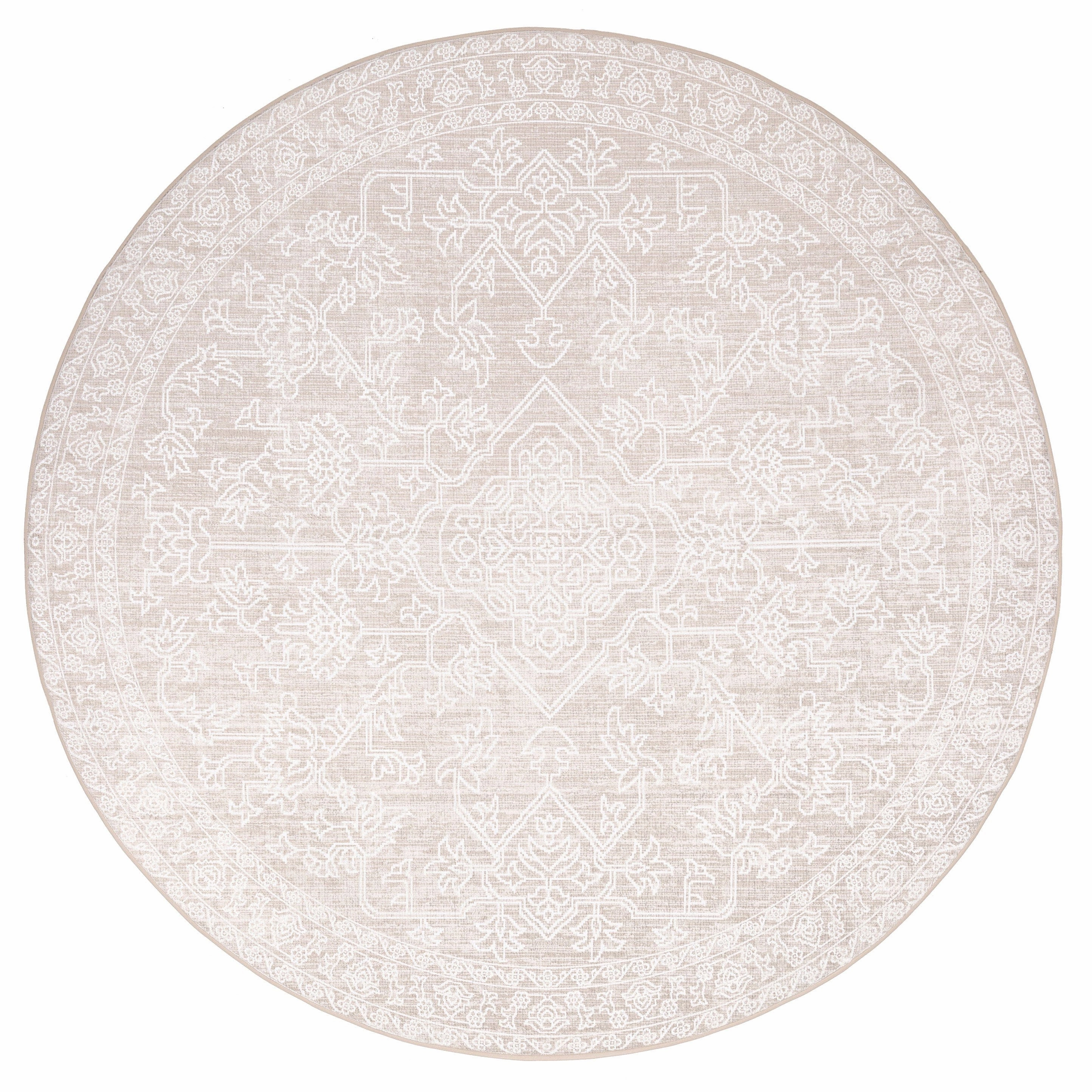 Neci Neutral Cream Plush Rollie Pollie Round Playmatmodern color block patchwork rug
