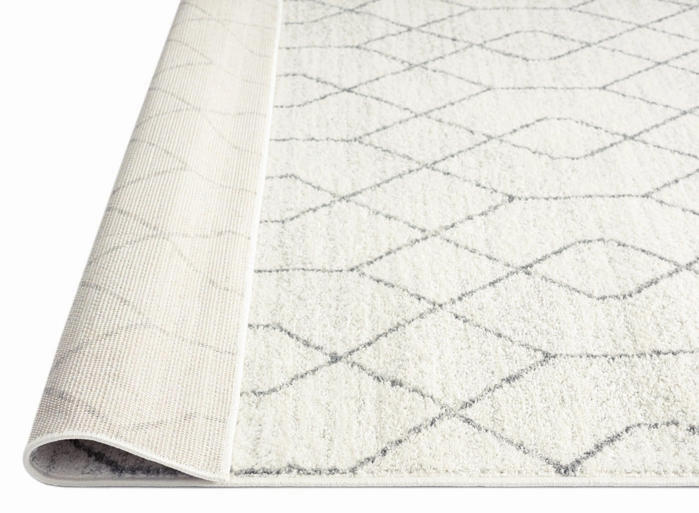 Neda Grey and Ivory Diamond Pattern Runner Rug