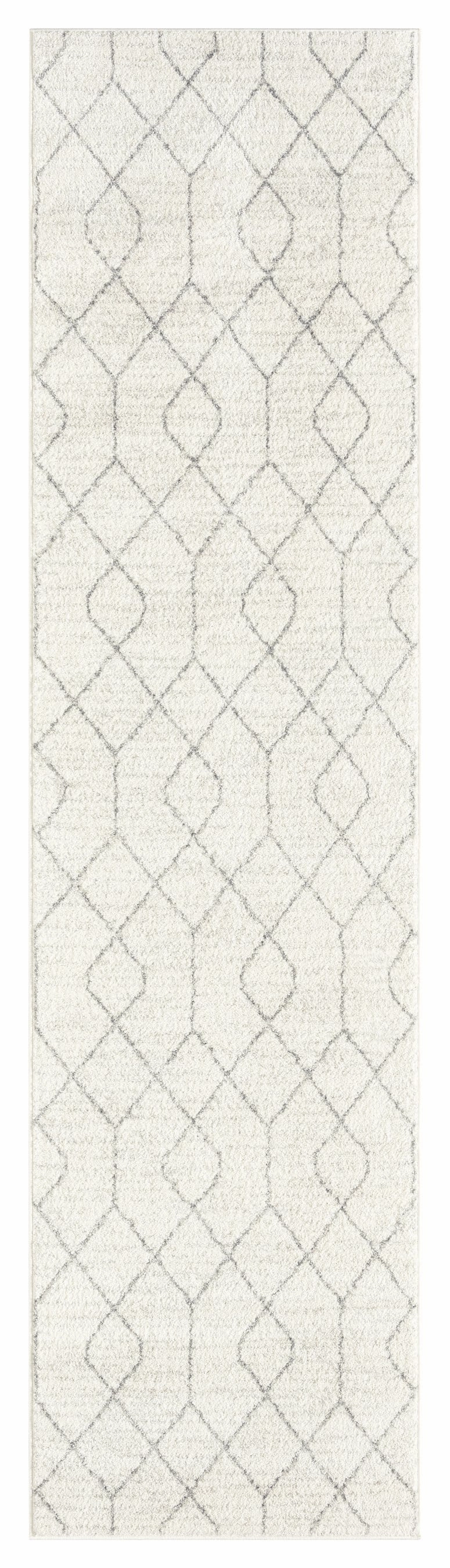 Neda Grey and Ivory Diamond Pattern Runner Rugmodern color block patchwork rug