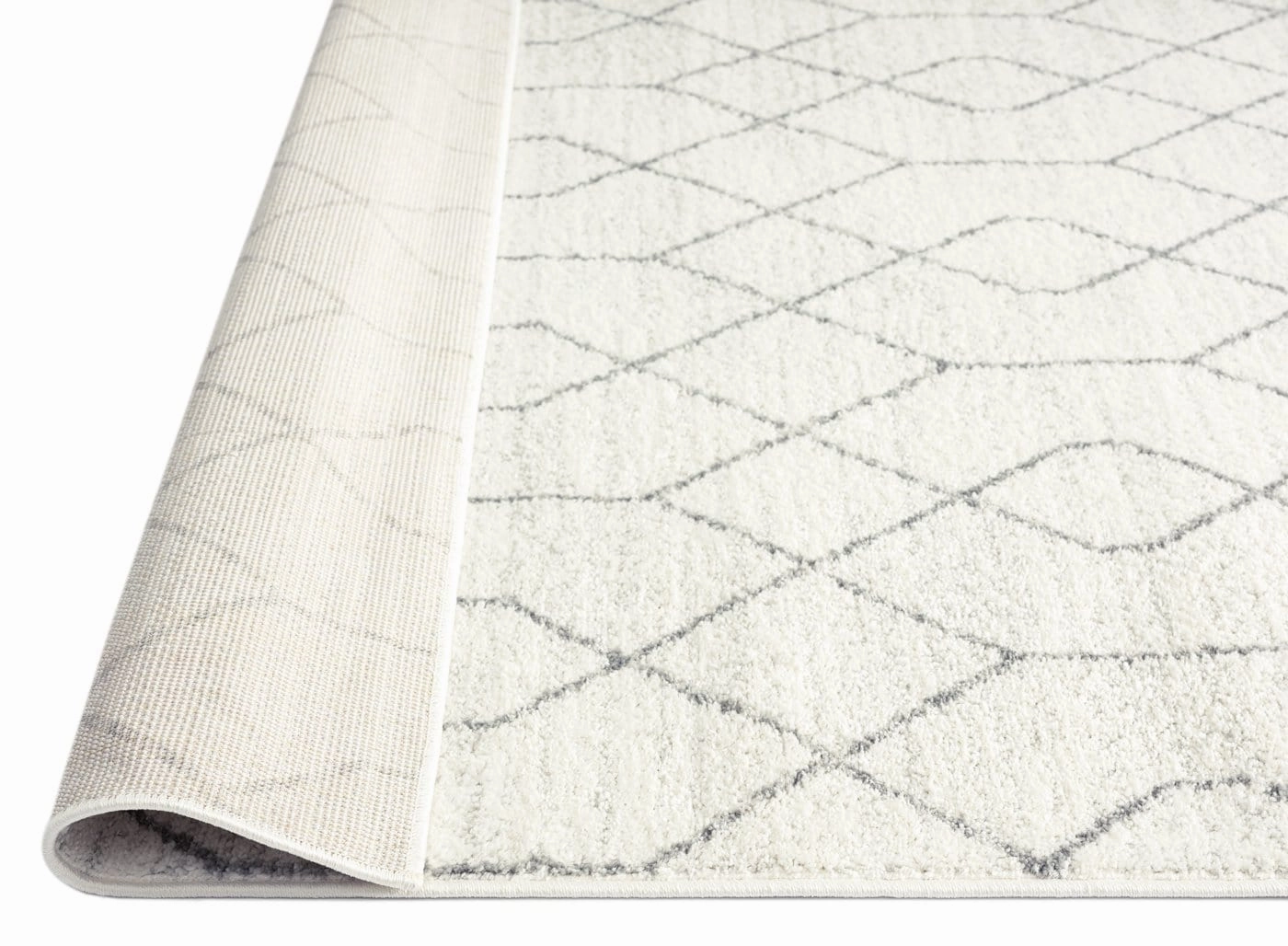 Neda Grey and Ivory Diamond Pattern Runner Rug
